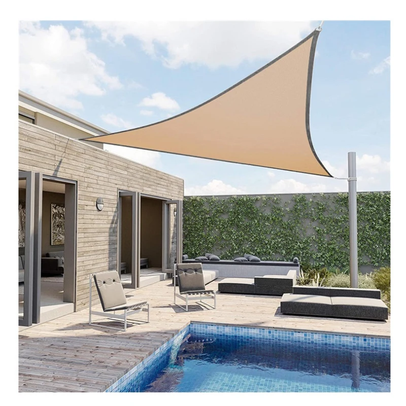 3X3x3meter Triangle Sand Sun Shade Sail Canopy UV Block Awning For Outdoor Patio Garden Backyard For Patio Outdoor-Khaki