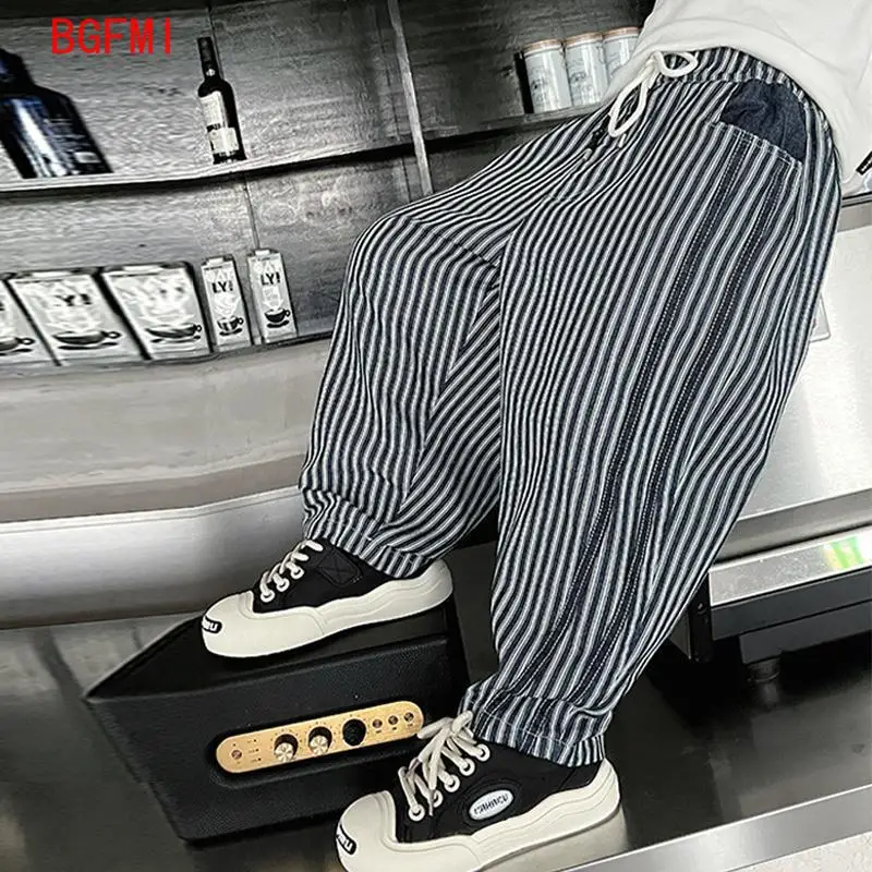 Children's Breathable Spring and Summer Thin Mosquito Pants Elastic Waist Teen Boys Striped Pants Kids Casual Loose Trousers - Image 3