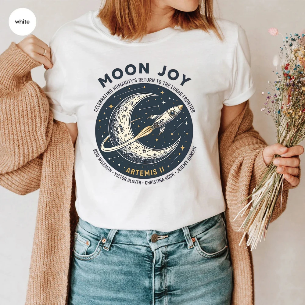 Moon Joy Shirt Artemis II T-shirt Lunar Mission Tee Unisex Crewed Moon Flyby Graphic Tshirt Humanity Returns To The Moon Gift