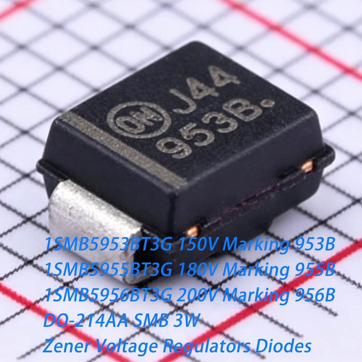 20PCS 3W 1SMB5953BT3G 150V 1SMB5955BT3G 180V 1SMB5956BT3G 200V Marking 953B 955B 956B DO-214AA SMB NEW Original Zener Diodes