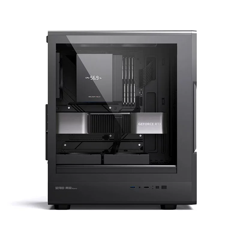 Golden Field Lite/Nano-Computergehäuse – Desktop-Computergehäuse mit Rücklüftung für Wasserkühlung für Gaming, ATX-Gehäuse