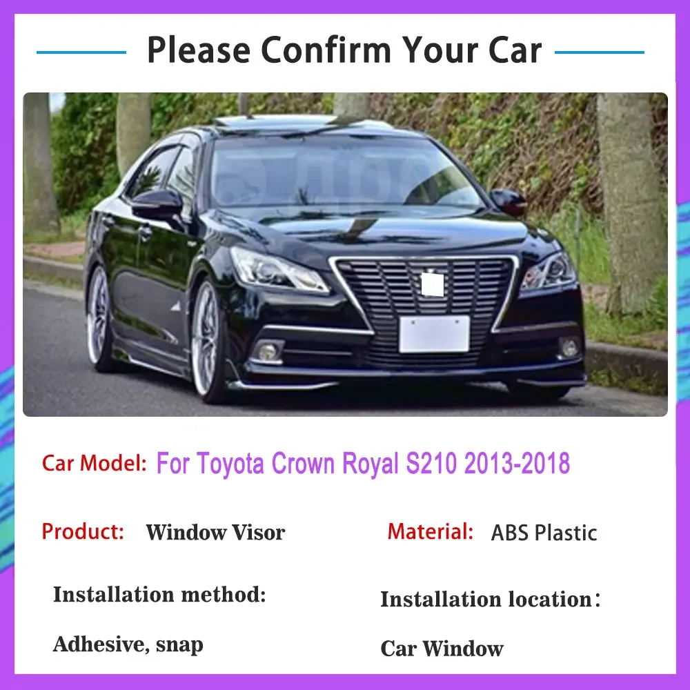 For Toyota Crown Royal S210 2013~2018 Rain Sun Windows Visor Windshield Deflectors Guards Cover Ventilation Vent Visor Accessory