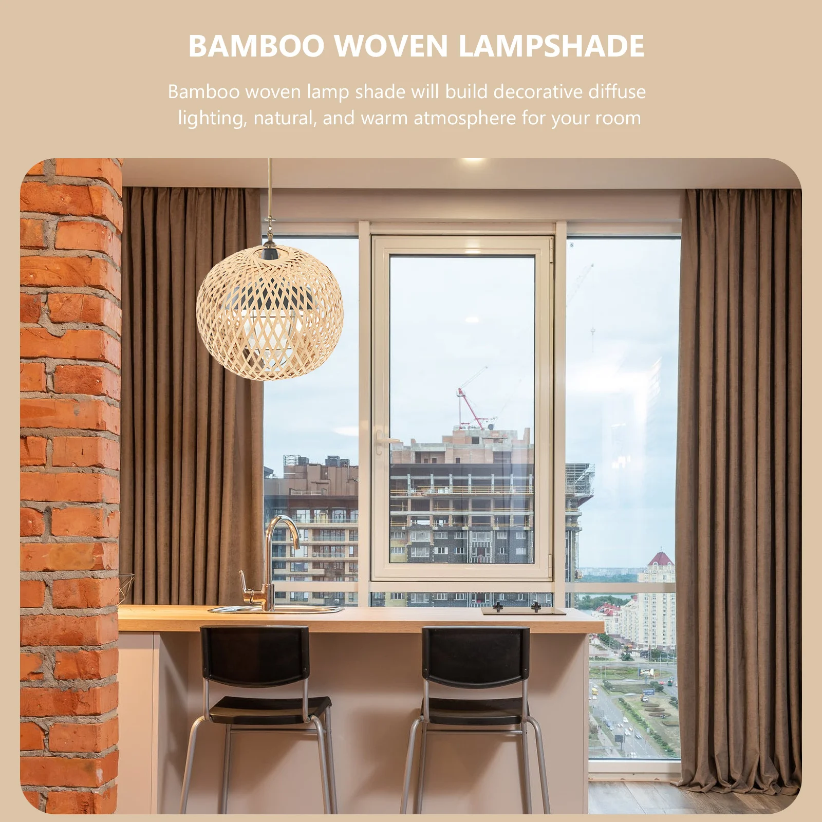 

Bamboo Woven Lampshade Premium Dust Proof For Bedroom Living Room Indoor Hanging Light Cover Accessory Decorative