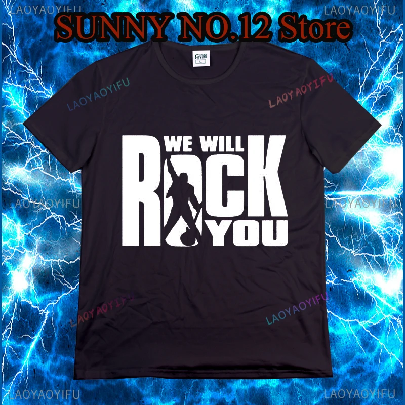 We Will Rock You T-shirt For Men Queen Band T Shirts Letter Hip Hop Rock N Roll Funky Streetwear  Women Tops Heavy Metal