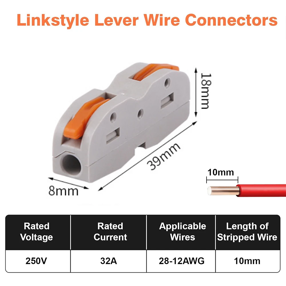 Picture 3: Lever Wire Connectors, 28-12 AWG Quick Connect Electrical Splicing Kit Compact Push-in Terminal Blocks for Solid & Stranded Wire