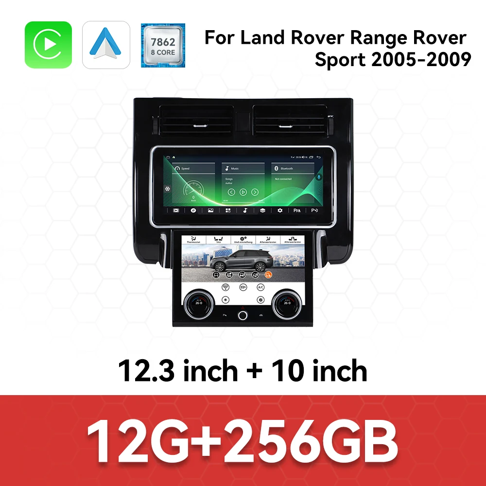 Lizpofly 12.3+10 inch dual Din car stereo radio, suitable for Land Rover Range Rover Sport 2005-2009 multimedia video player