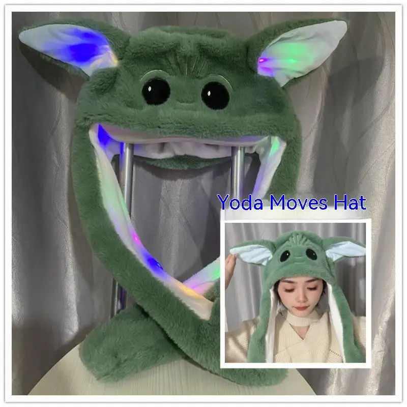 Disney Kawaii Anime Star Wars Baby Yoda Plush Hat Baby Yoda Figure Kawaii Cartoon Ears Hat Kids Toys Boys Girls Christmas Gift