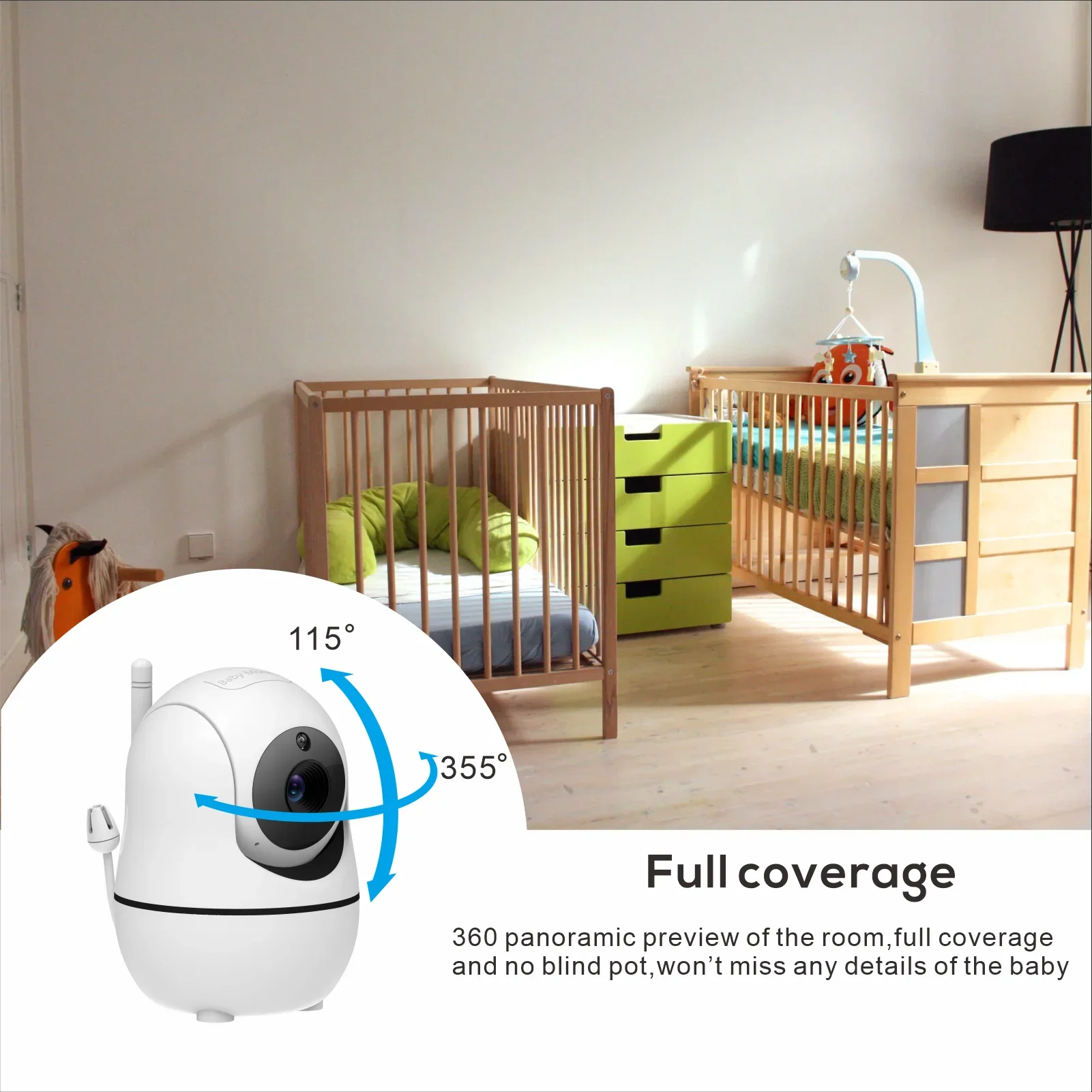 Babystar 5 inch Video Baby Monitor with Two Camera and Audio, Night Vision, 4X Zoom, 1000ft Range 2-Way Audio Temperature Sensor