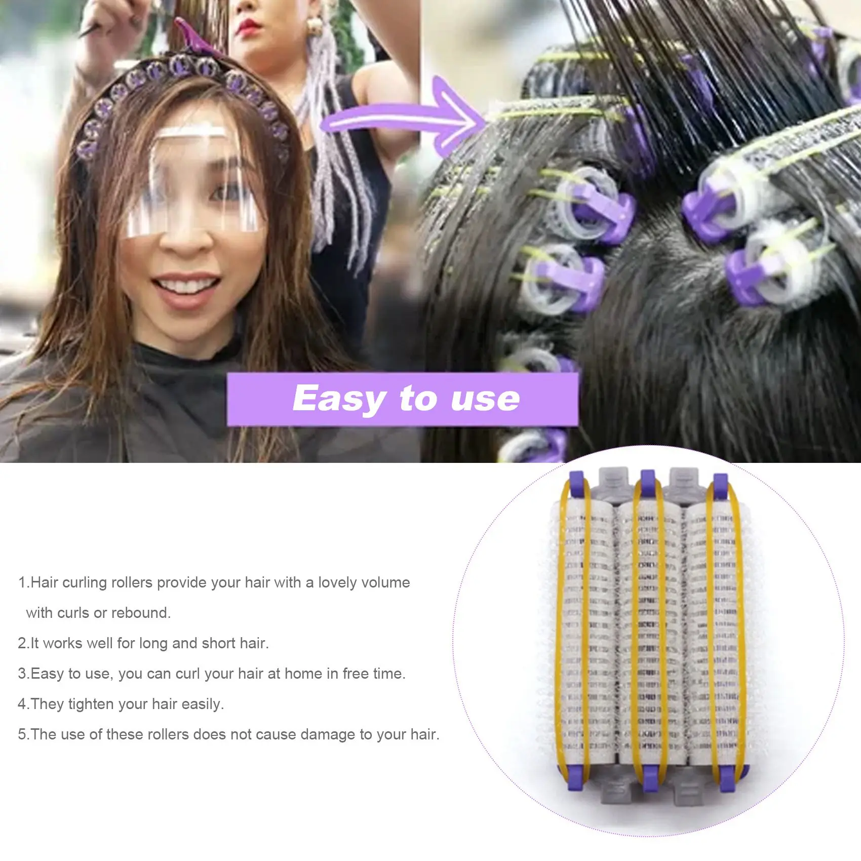 Big Size 24Pcs/Set Salon Nylon Hook & Loop Hair Rollers Set Hair Root Perm Rods Bars Curlers with Clips & Rubber Bands