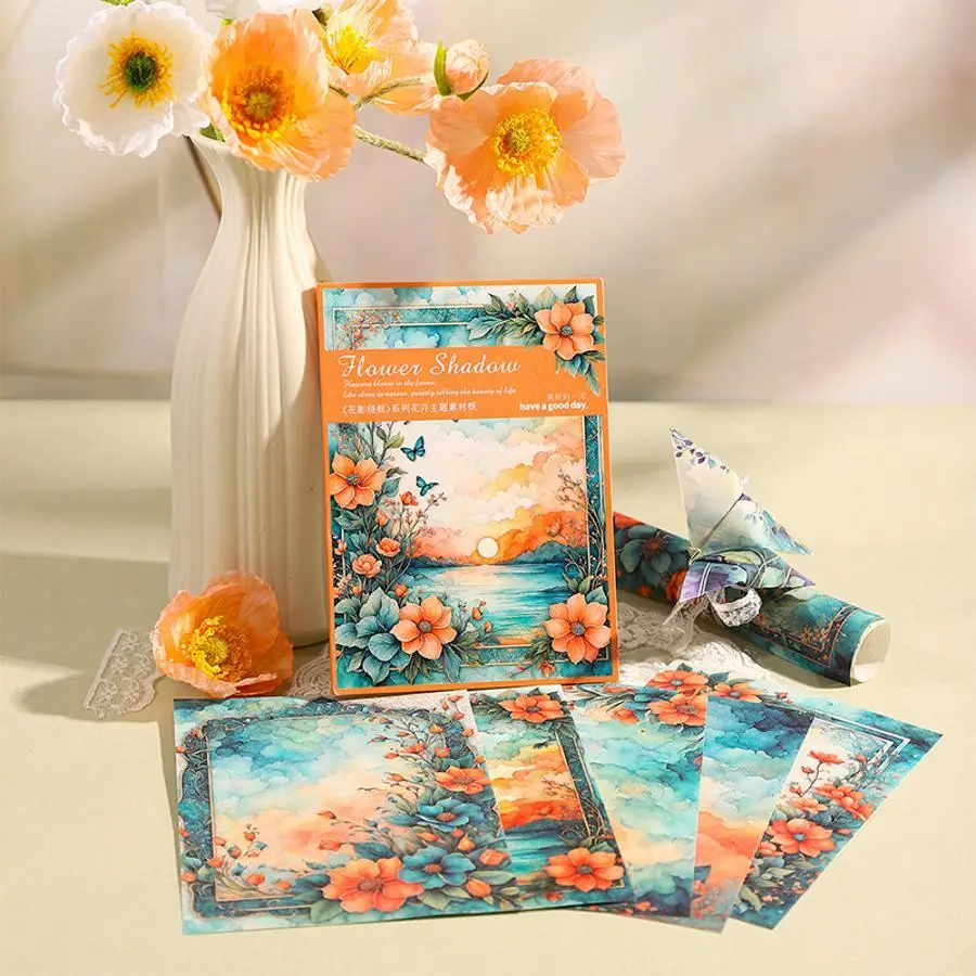 30Pcs Floral Theme Paper Pack Vintage Flower Frame Scrapbooking Sheets For DIY Journal Planner Collage Card Making Craft Decor