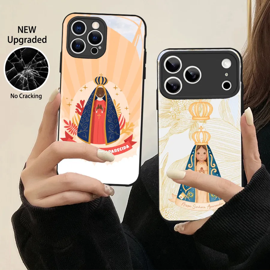 Capa de Celular Nossa Senhora Aparecida em Acrílico Flexível Brilhante para iPhone 17 16 15 14 13 12 11 Pro Max Air 14 Plus