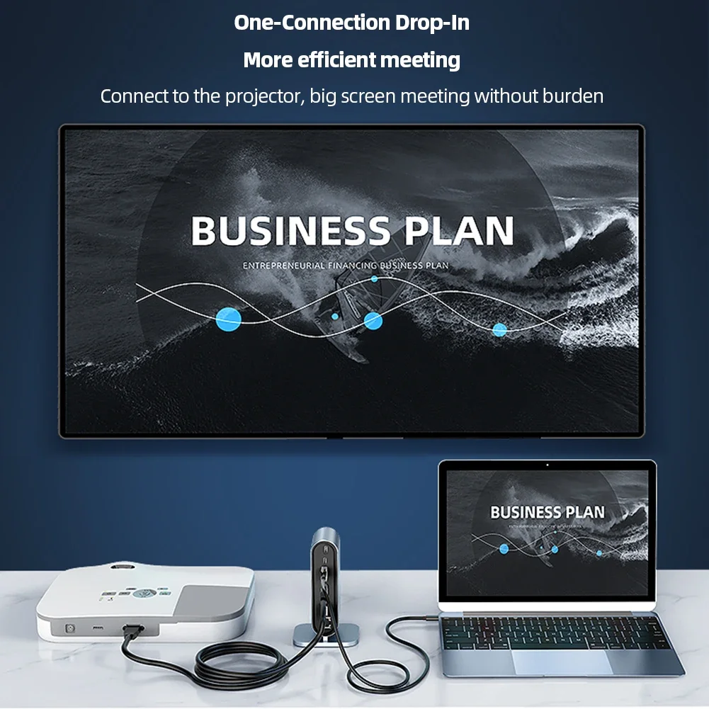 FC&EC USB C Docking Station PD 100W USB C HUB Type C to HDMI-Compatible Adapter 4K 30Hz VGA RJ45 HUB USB Splitter for MaC