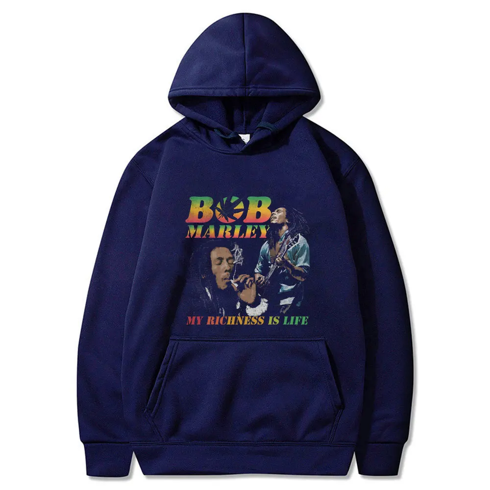 Vintage Bob Marley My Richness Is Life جرافيك هوديي الرجال النساء الريغي موسيقى البوب مقنعين رياضية الذكور موضة المتضخم هوديس