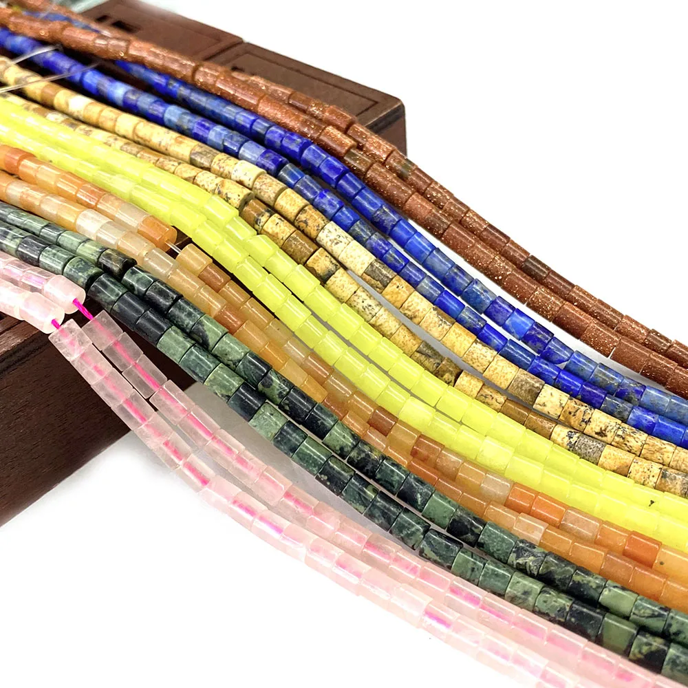 

4x4mm Natural Stone Round Tube-shaped Loose Mahogany Grain Agate Beads Perforated String Beads Charm Jewelry Bracelets Necklaces