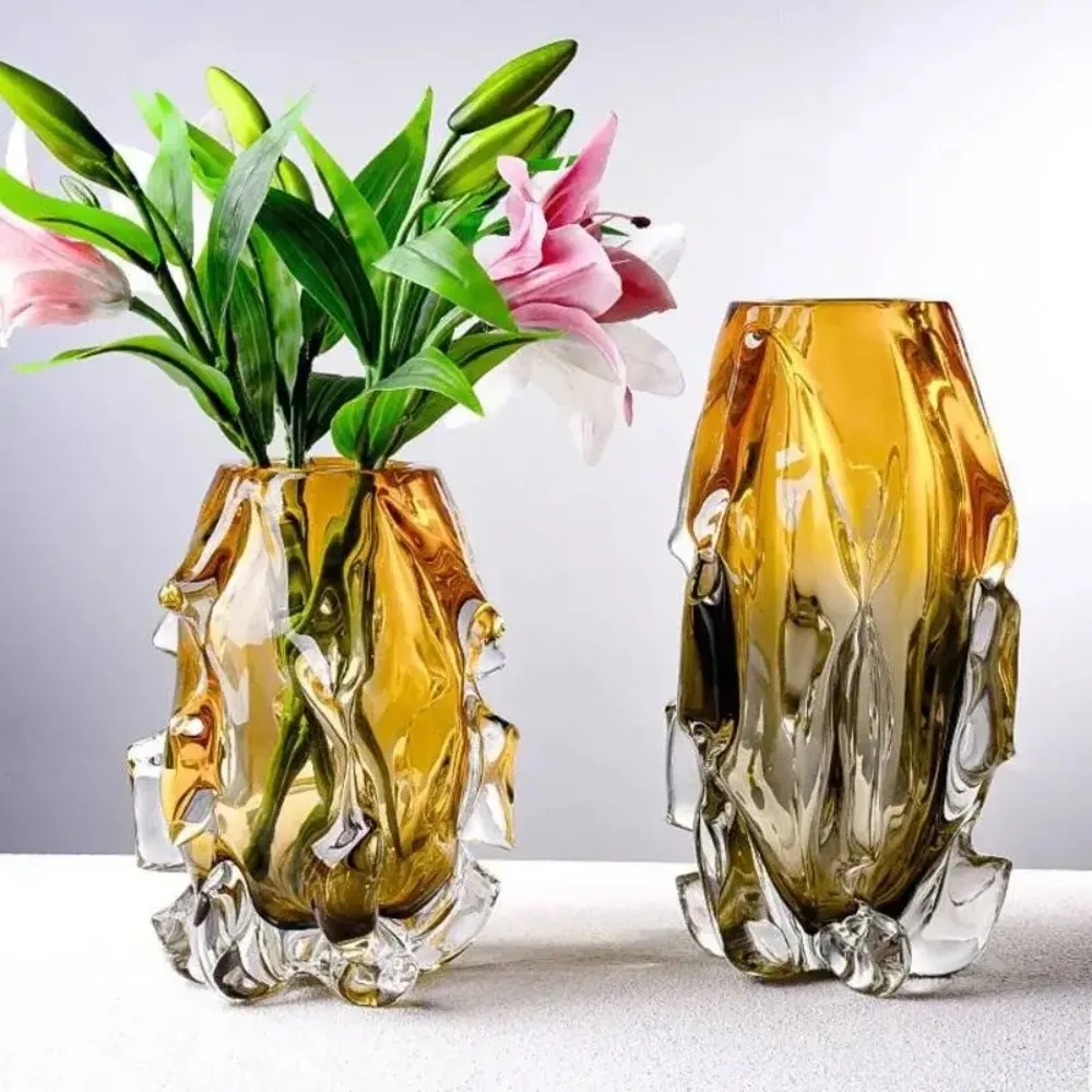 Light Luxury Creative Crystal Glass Vase, Living Room, Entrance, Aquaculture, Flowers, Advanced Sense, Home Vase Insertion Art