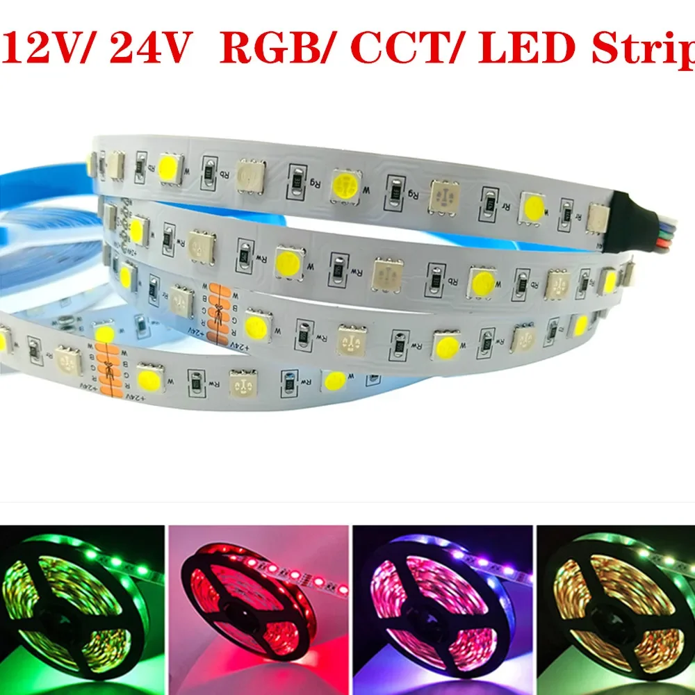 DC 12 V 24 V 5050 RGB-LED-Lichtleiste, wasserdicht, 5 m, 300 LEDCCT, RGBCCT, RGBW, RGBWW, weiß, warmweiß, LED-Lichtleiste, flexibel