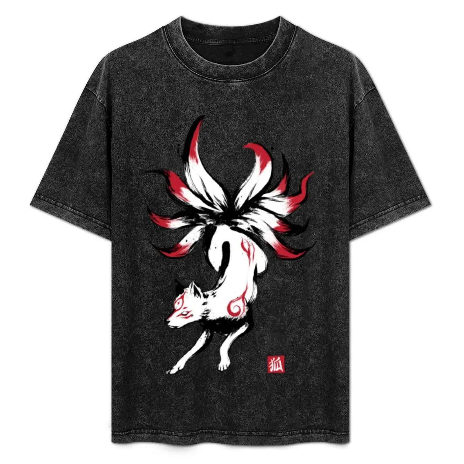 

Sumie Kitsune Nine Fox Tails Kyubi No T-Shirt Man t-shirt anime clothes blue archive men t shirts high quality