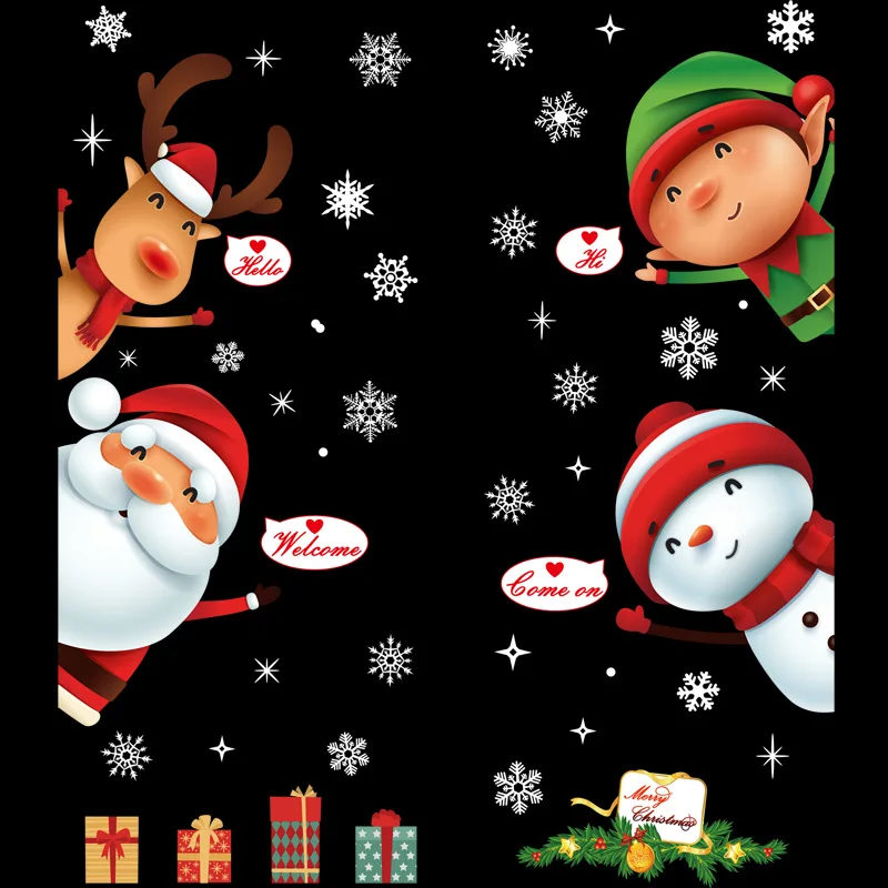 MissDeer Christmas Santa Claus Window Stickers Wall Ornaments Pendant Merry Christmas For Home Decor New Year Glass Decal