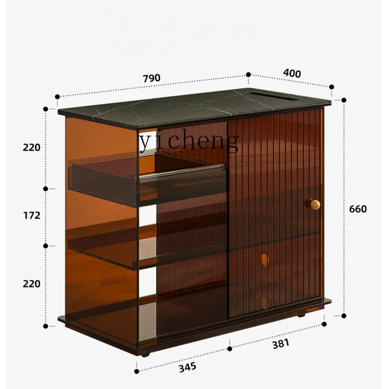 Acrylic Tea Cabinet Removable Tea Set Storage Display Locker Living Room Tea Table Side Cabinet