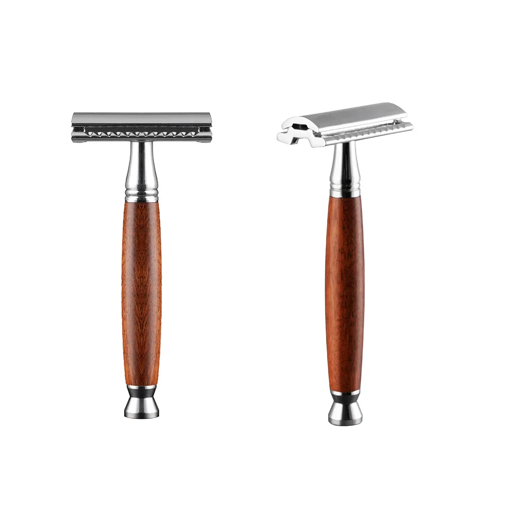 Double Edge  Razor, Wood Zinc Alloy Handle Razor, Eco Friendly Safety Razors for Women/Men Ladies Shaver