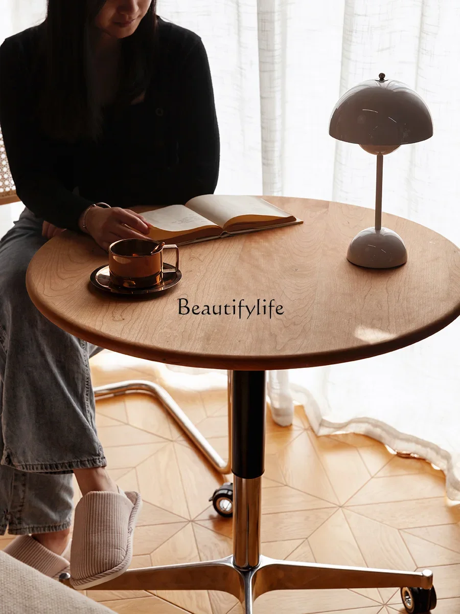 X4 Nordic Cherrywood Black Walnut Side Table Side Table Wheeled Mobile Solid Wood Lifting