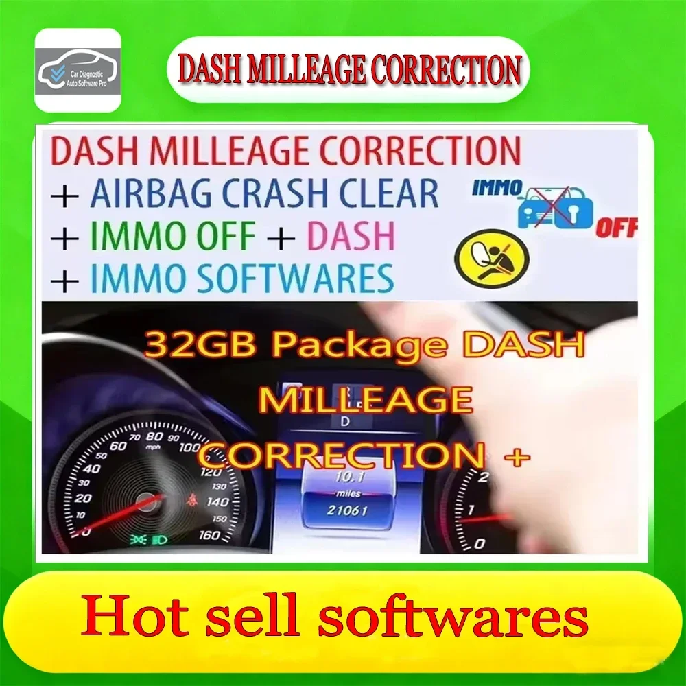 32GB IMMO OFF+DASH Immobilizer Software Package with Airbag Crash Clear MMO off Mileage Correction for Automotive Security