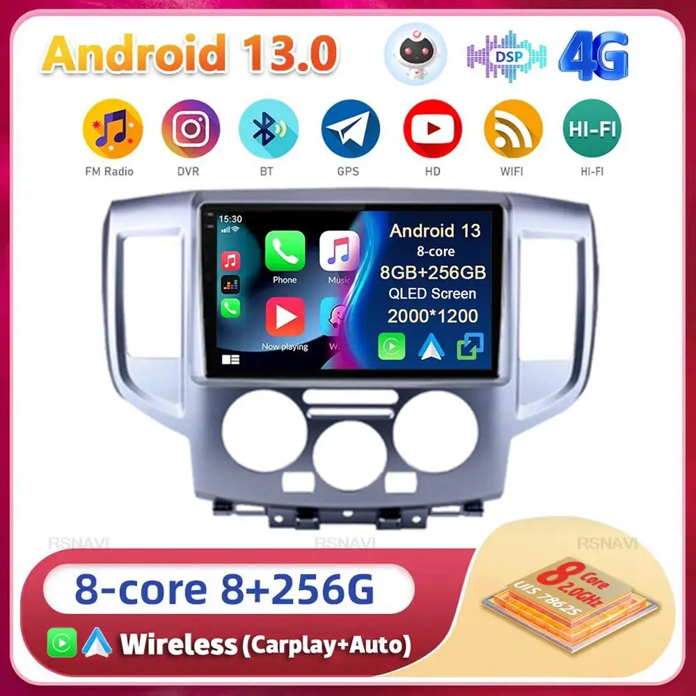 

Android13 Carplay Auto WIFI+4G Car Radio For Nissan NV200 2009-2018 Multimedia GPS Video Player Stereo 2din Head Unit DSP Audio