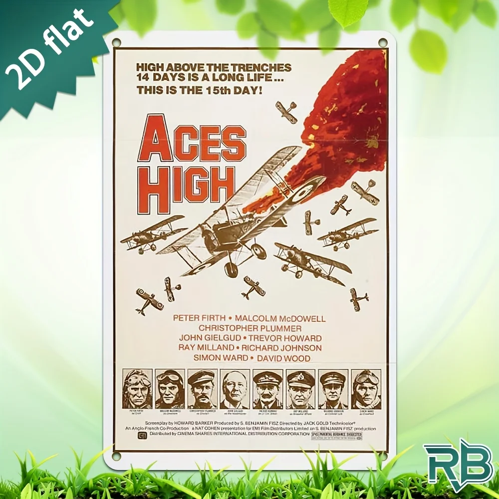 New Trendy HD Metal Wall Art - Vintage Retro 2D Flat Design World War I Aviation Movie Poster 