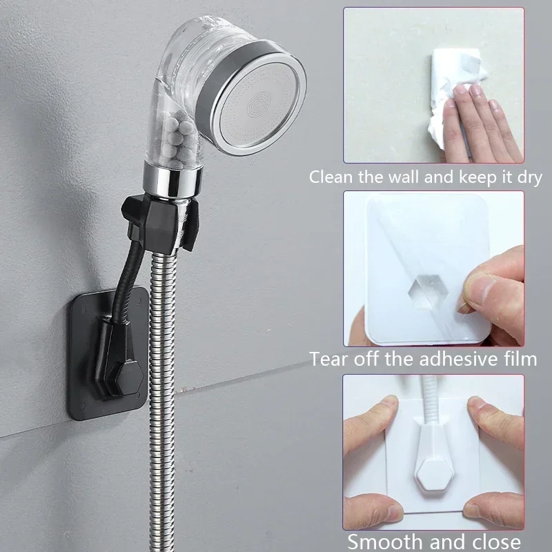 1pc Shower Head Holder Adjustable Self Adhesive Showerhead Bracket Wall Mount Stand SPA Bathroom Universal