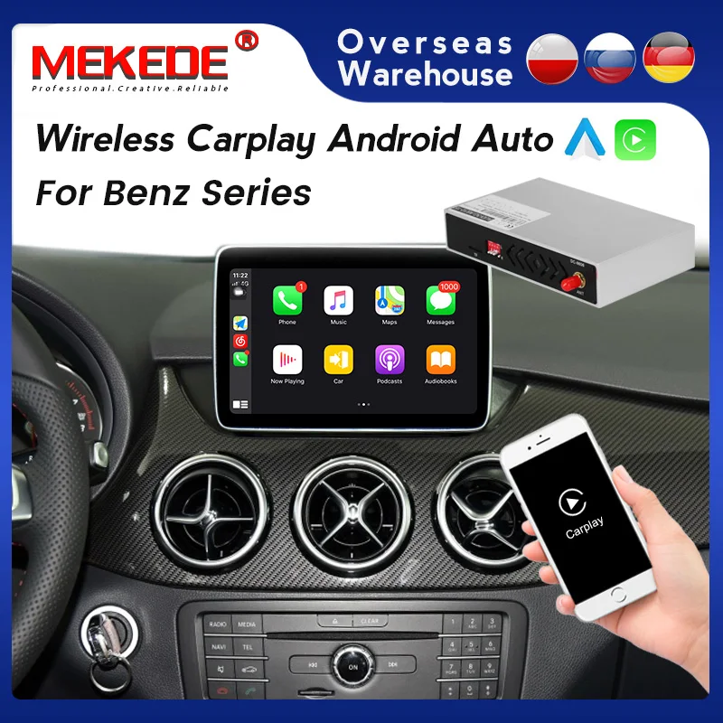 MEKEDE Wireless CarPlay Android Auto Box For Mercedes Benz W176 W221 W212 W204 GLK CLS NTG5.5 /NTG5.0 /NTG4.5 /NTG4 Mirror Link