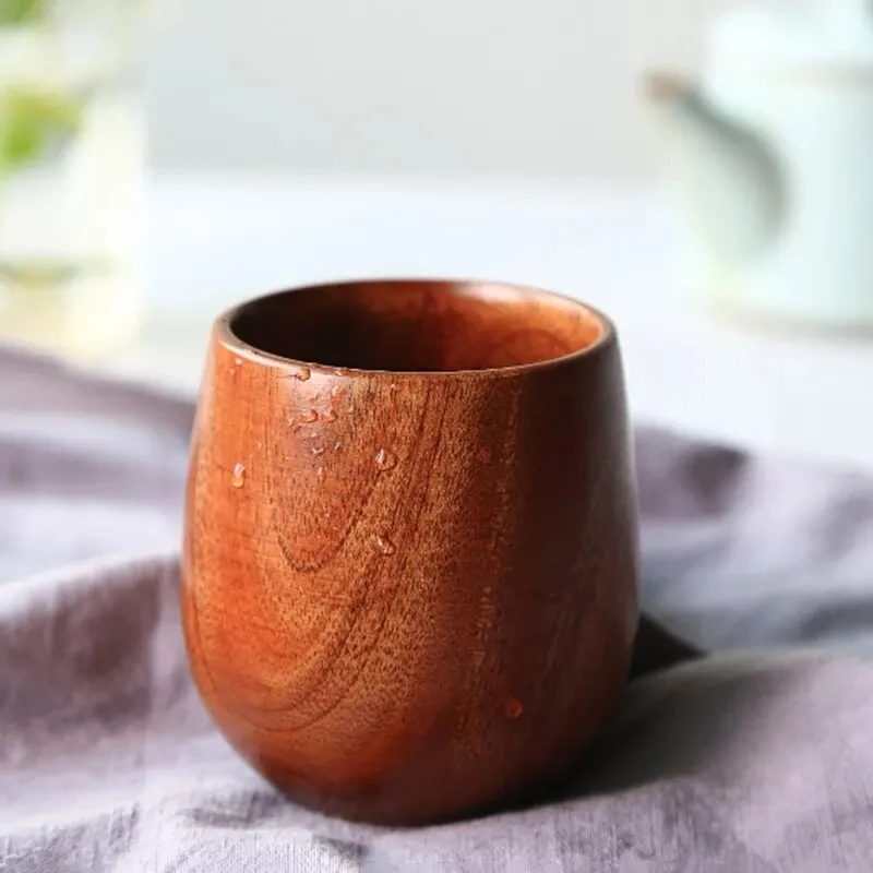 

100Ml Big Belly Cup Creative Pattern Solid Wood Handcarved Anti Scald Tea Cups Simple Fragrant Original Tableware Coffee Set