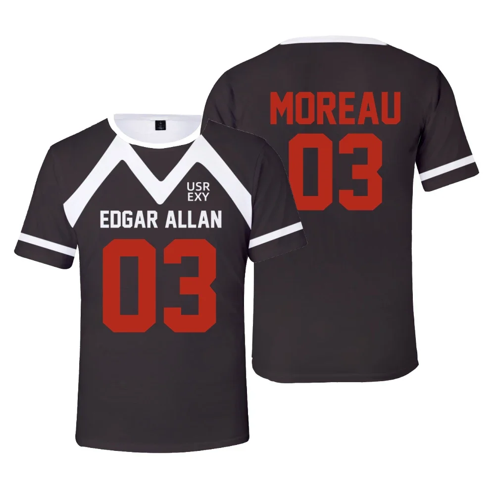 3D The Foxhole Court Edgar Allan Ravens Lacrosse Jersey Cosplay MORIYAMA KNOX T-shirt  Men/Women Clothes Kids Round Neck Tops