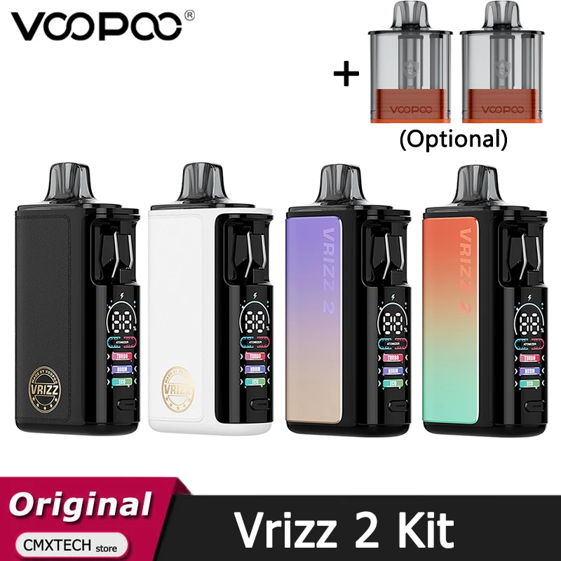 الأصلي VOOPOO Vrizz 2 Kit 30W Vape 1350mAh بطارية مع 15ml Vrizz Pod Cartridge V2 0.4/0.7ohm مبخر السجائر الإلكترونية