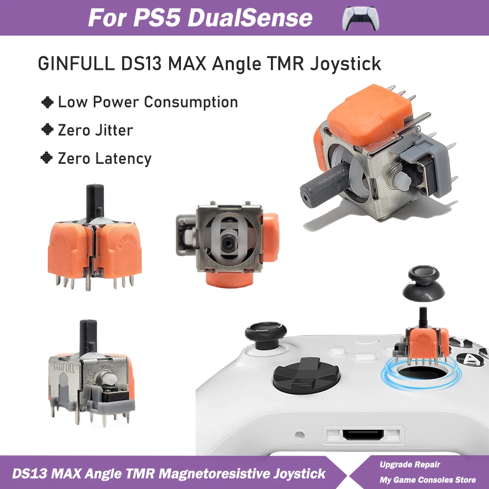 

2pcs JinFull DS13 MAX Angle TMR Electromagnetic Joystick for PS5 Analog Thumbstick 2nd Gen Upgraded Tunnel Magnetic Resistance