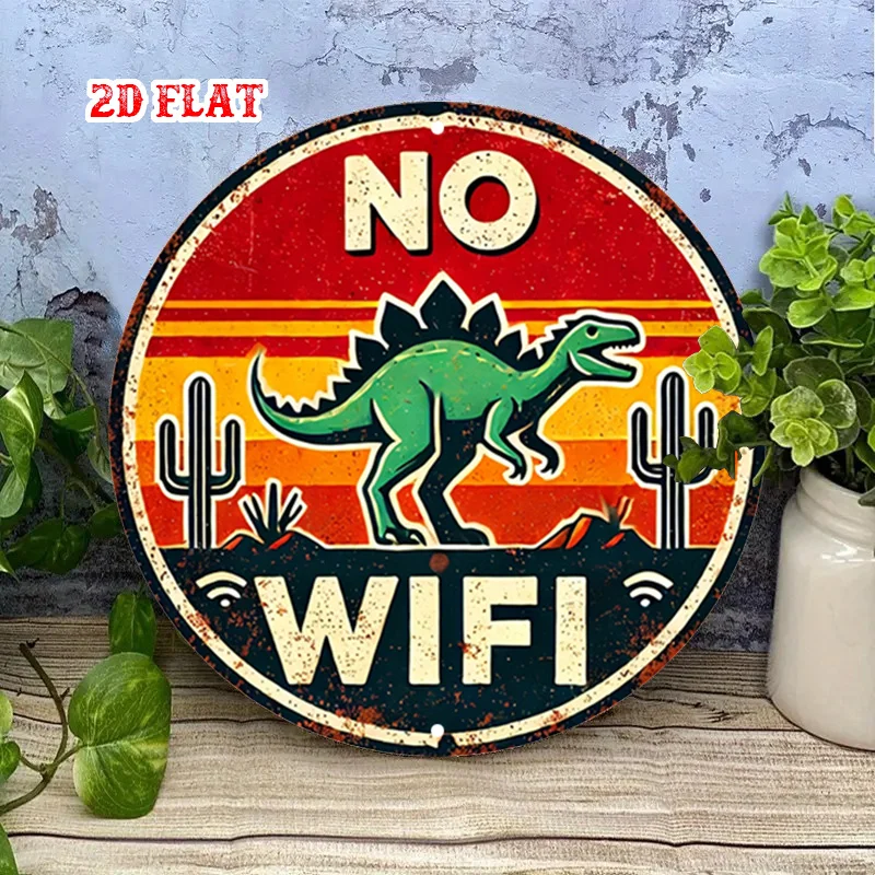 2D Flat Round Metal Tin Sign Vintage Stained Glass Surf Car Highland Cow Armadillo Dinosaur Tropical Fish Paw Print Key Vest L