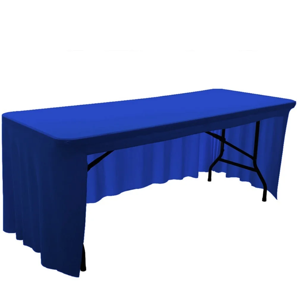 Practical Solid Color Spandex Stretch Tablecloth Elastic Rectangular Table Cover Soft Dustproof Table Skirt Wedding