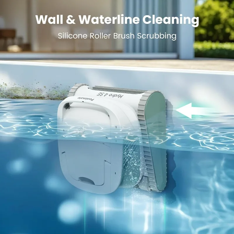 منظف حمام السباحة الآلي السلكي Poolmate Hydro 4 SE، مكنسة حمام السباحة بفلتر سلة 150 وات 180 ميكرومتر مع جدران وأرضيات التسلق