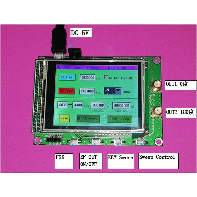 ADF4350 ADF4351 Module TFT Color Touch Screen STM32 Sweep Frequency signal source