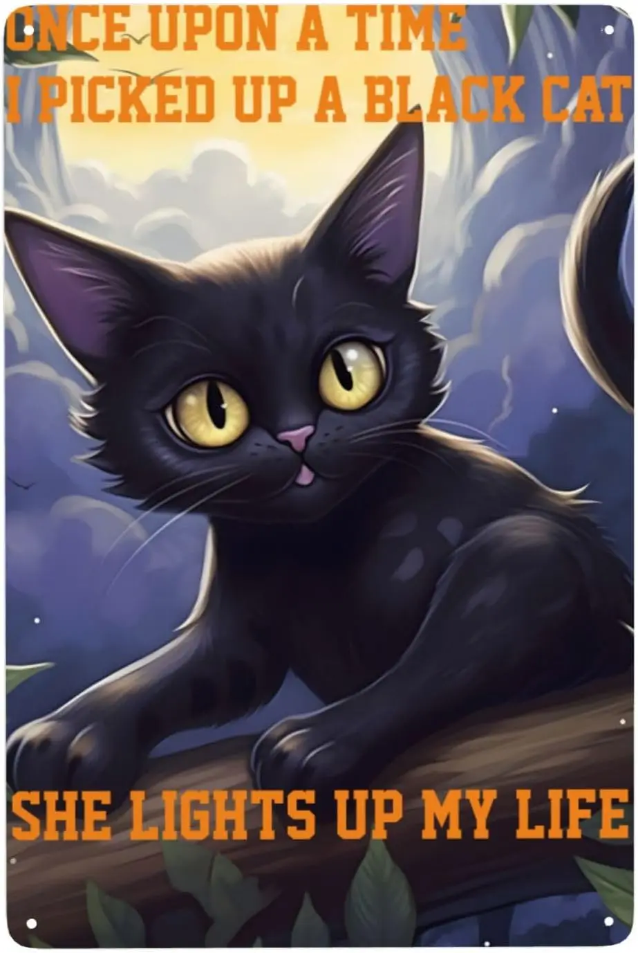 Once Upon A Time I Picked Up Cat Black Vintage Metal Tin Sign Wall Art Retro For Home Bedroom Coffee Bar Decor