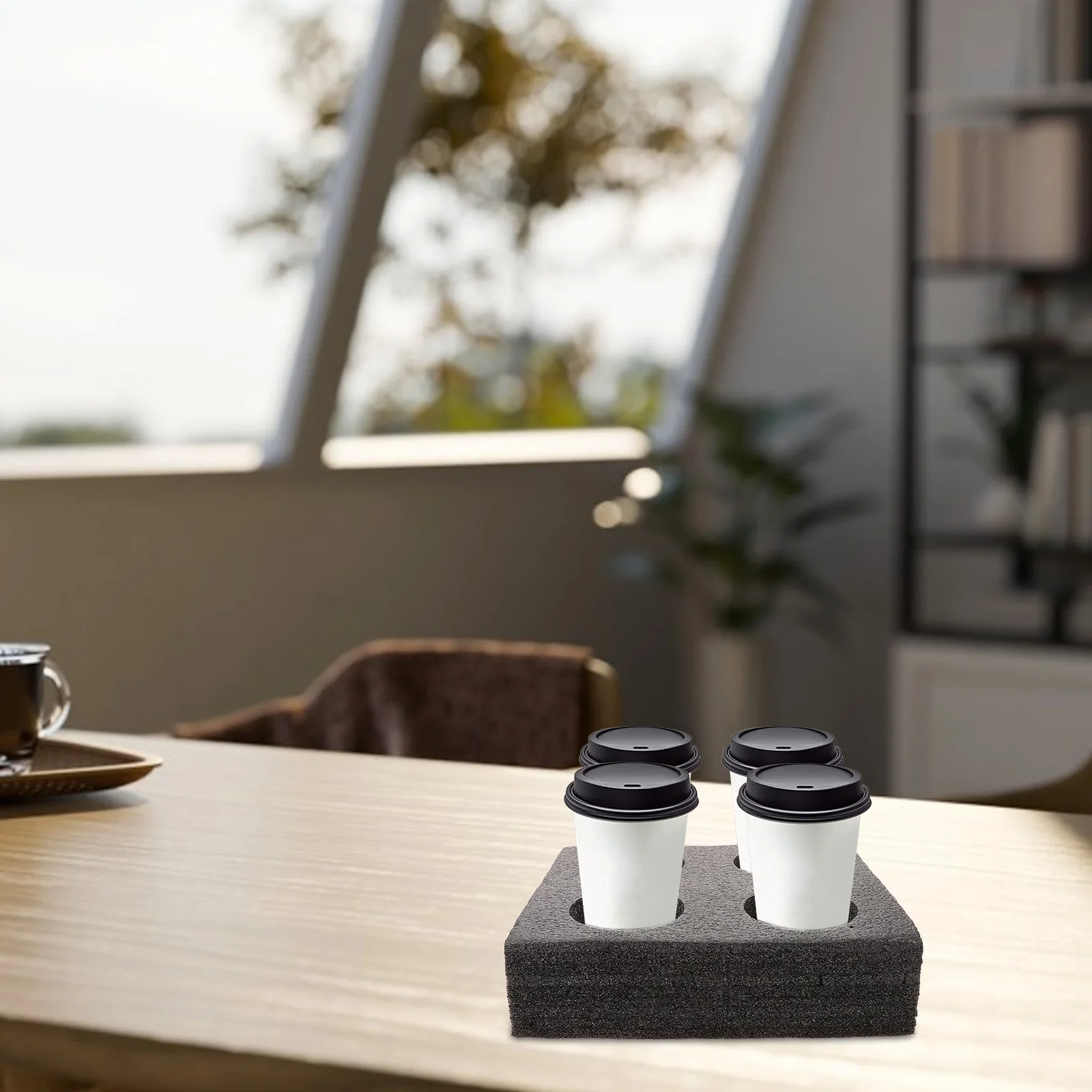 

Portable Milk Tea Cup Holder Tray Takeout Drink Carrier for Coffee Smoothie Delivery Outdoor Lightweight Paper Handle