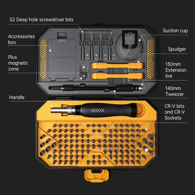 Imagem -02 - Precision Magnetic Screwdriver Grupo Hex Phillips Screw Driver Cr-v Bit para Celular Tablet Laptop Repair Hand Tool 145 em 1