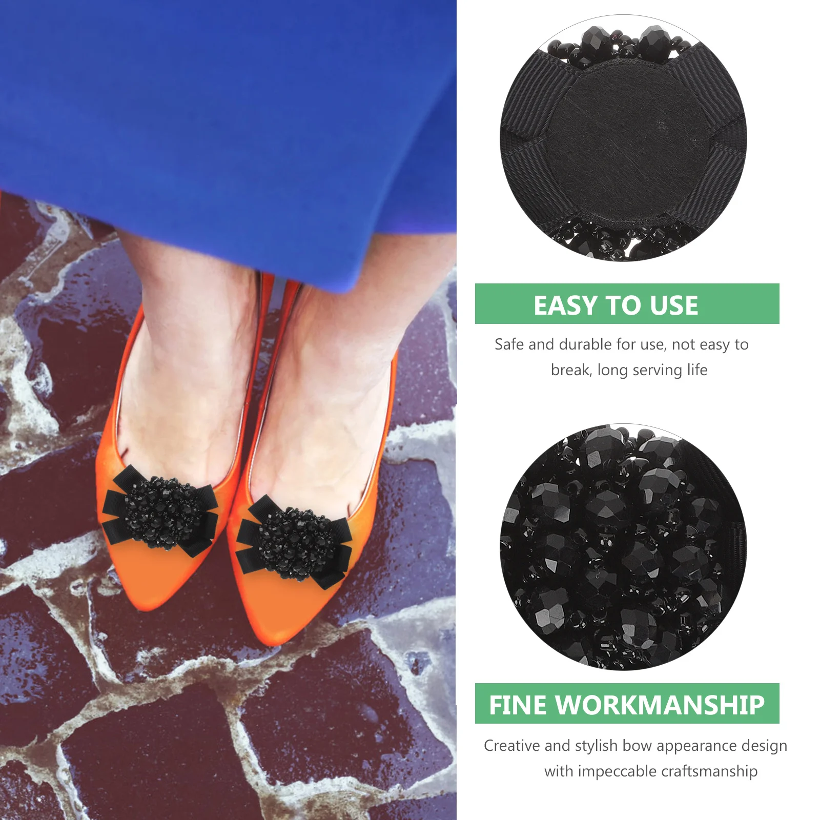 

1Pair Bow Shoe Clips Beaded Crystal Ribbon Bow Shoe Decorations for High Heels Flats Boots Scarves Handbags Shoes Jewelry
