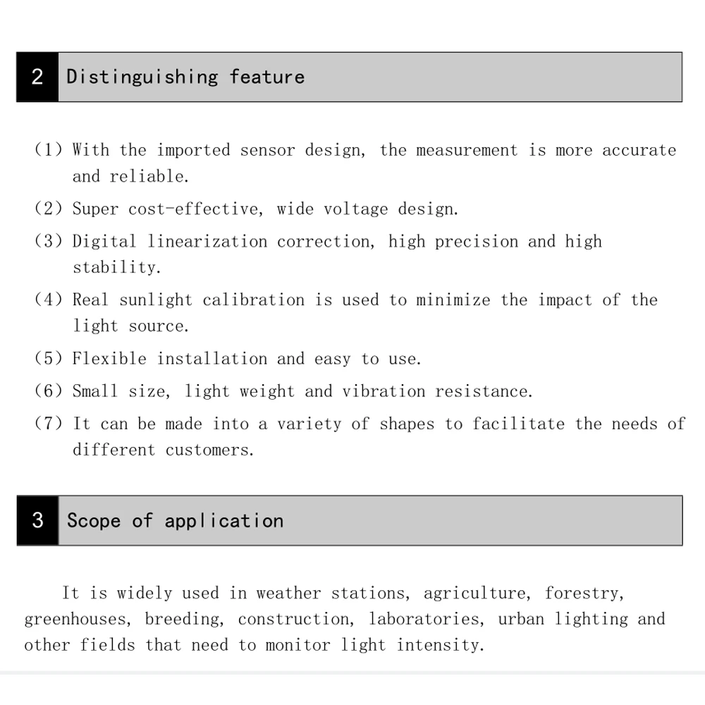 Imagen 4: Sensor de iluminación montado en el techo, medidor de intensidad de luz Solar de alta precisión, RS485, 0-2V, 0-5V, 0-10V, 4-20ma