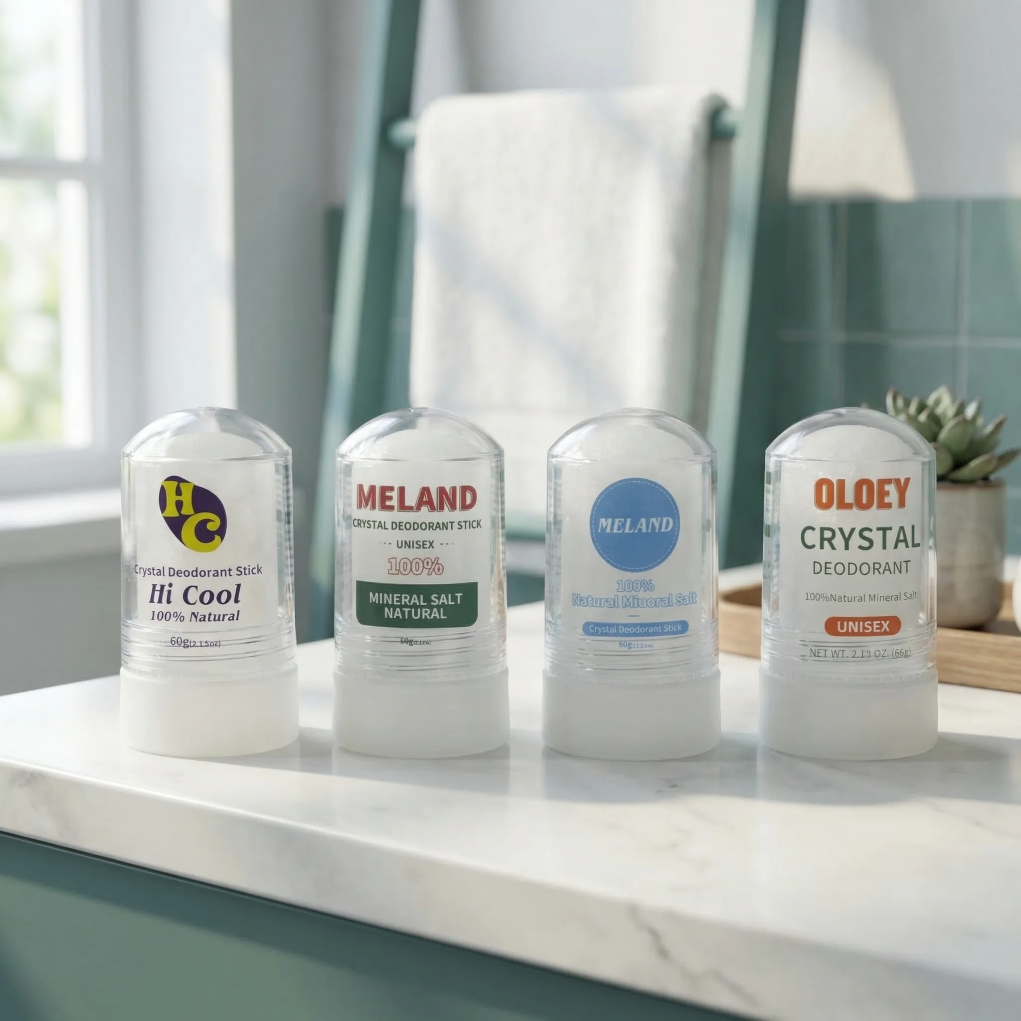 

60g Natural Alum Crystal Deodorant Stick for Women & Men – Potassium Alum Stone for Odor Control,Non-Sticky Mineral Rock Design