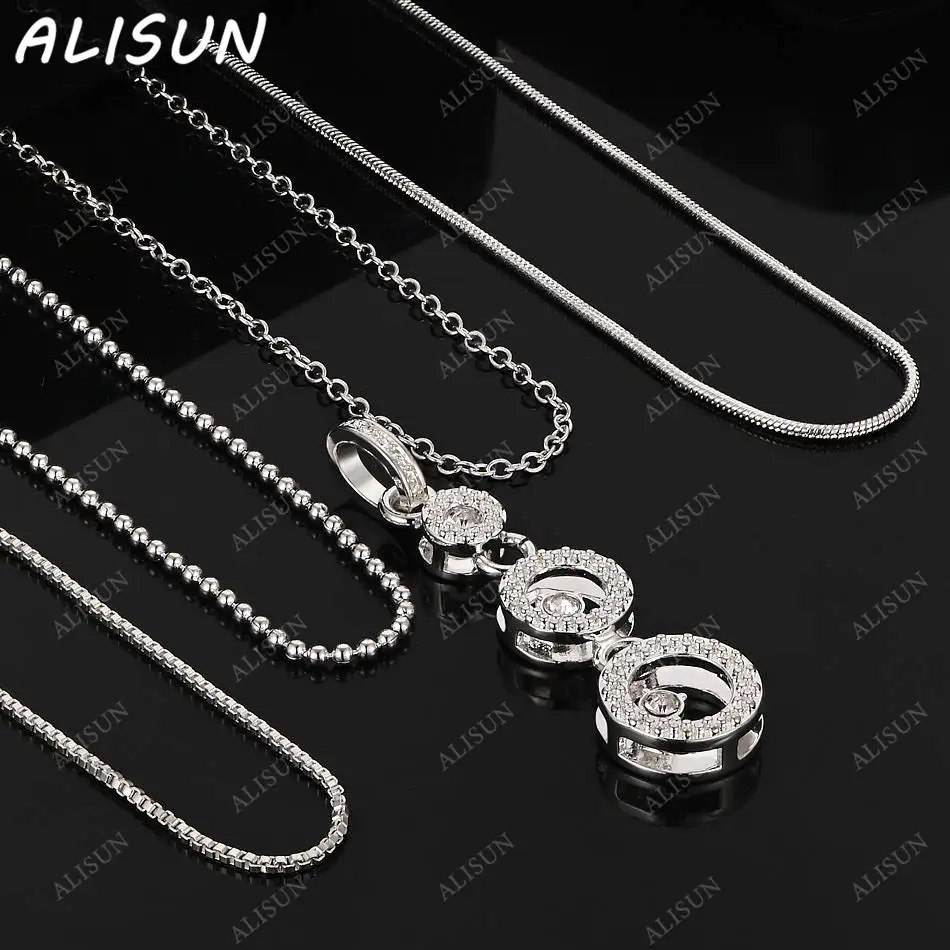 

ALISUN 40-75cm 925 Sterling Silver Zircon Round Pendant Necklace For Women Men Trend Birthday Gift Fashion Party Fine Jewelry