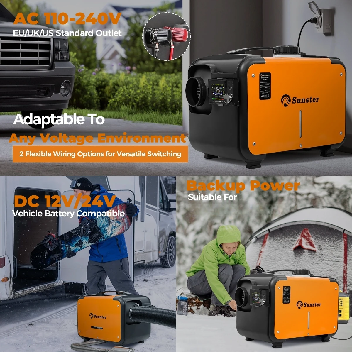 8KW 12 فولت 24 فولت 220 فولت التيار المتناوب والتيار المستمر العالمي الديزل مسخن الهواء ث/تطبيق بلوتوث ، درجة حرارة ثابتة ، 24 ساعة الموقت سخان التوقف للتخييم فان #4