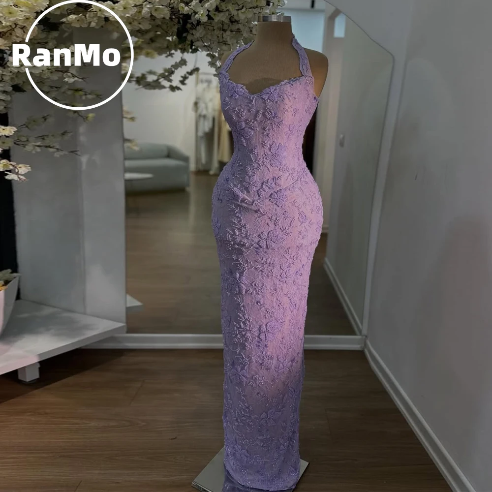 

Ranmo Purple Luxury Mermaid Halter Beading Lace 2026 Sequins Embroidery Fishbone Illusion Slim Corest Evening Prom Party Dress