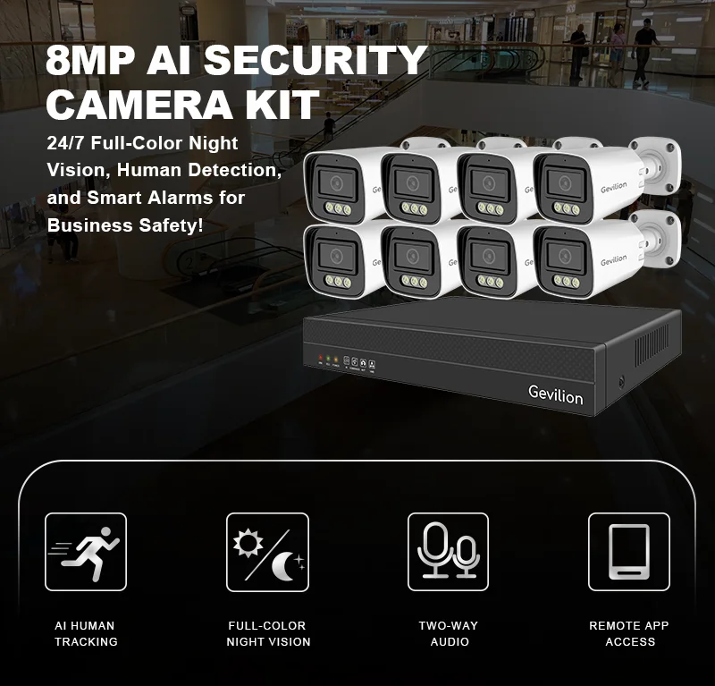 8 Channel Outdoor Two Way Audio Full Color Night Vision Poe Nvr Kit Cctv Ip Home Camera Security System 4K 8MP