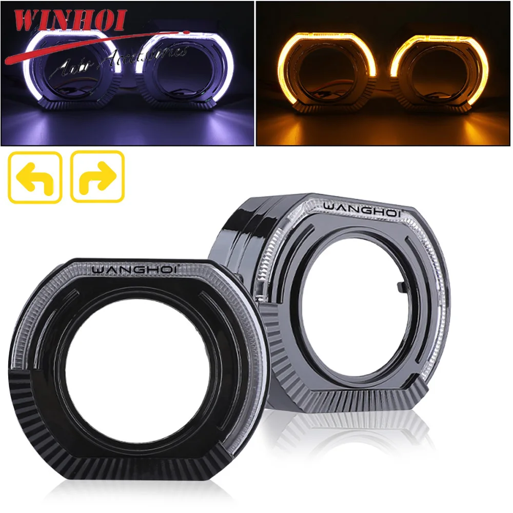Cubierta de proyector de 2,5 "y 3,0 pulgadas con anillo de Halo de Ojos de Ángel, máscaras de lentes de faros Led para proyector Bi Xenon, cubiertas de lente Hella Q5