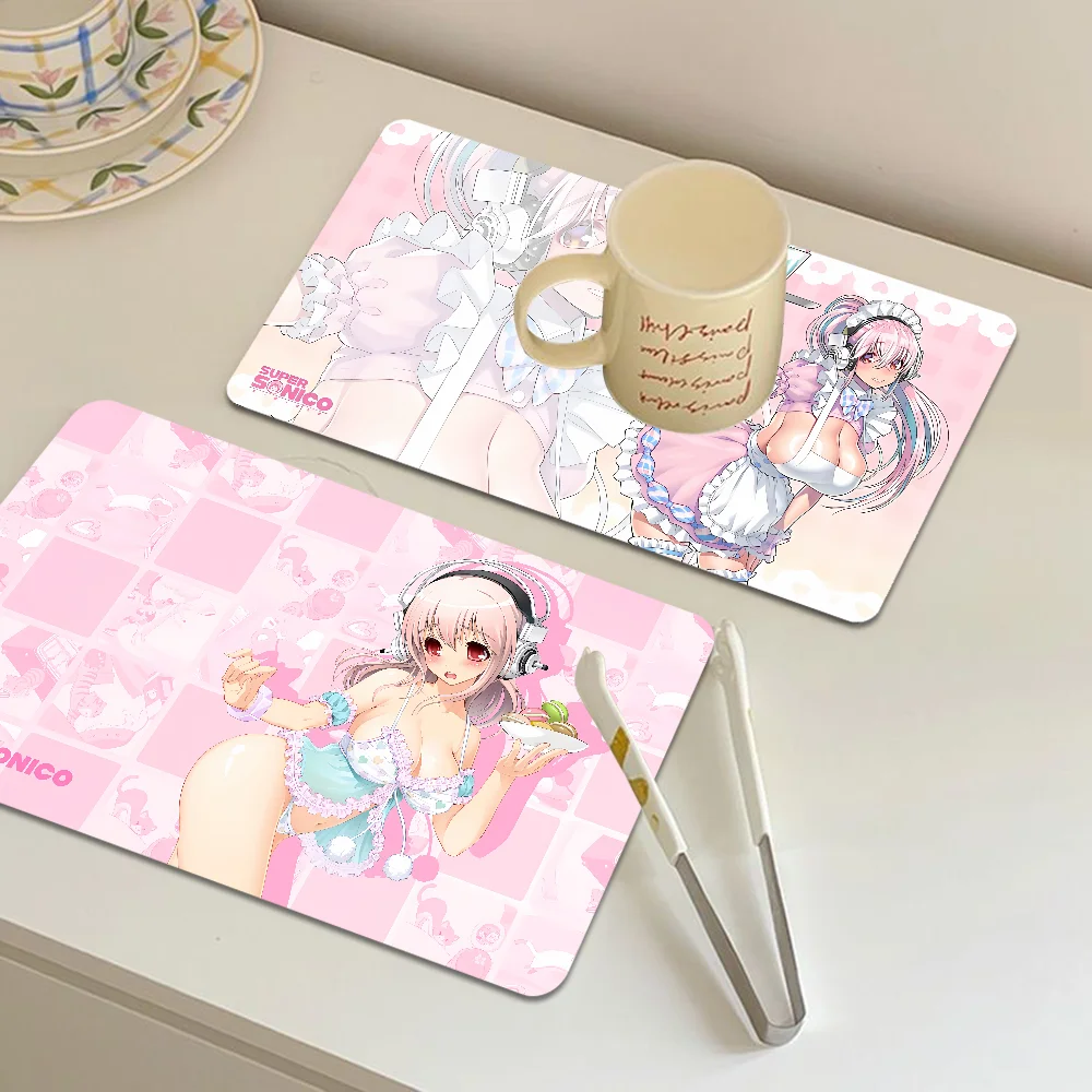 Super Sonico Manga Kitchen Draining Mat Non-slip Drain Dish Mats Coffee Pad Heat Resistant Placemat Dinnerware Dustproof Pads